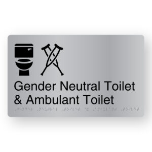 Gender Neutral Toilet & Ambulant Toilet Braille Sign in Stainless Steel