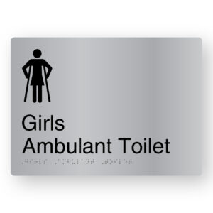 Girls Ambulant Toilet Braille Sign in Stainless Steel - Image 1