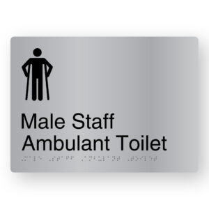 Male Staff Ambulant Toilet Braille Sign in Stainless Steel