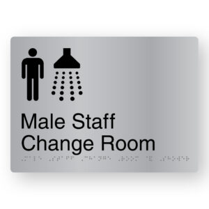 Male Staff Change Room Braille Sign in Stainless Steel