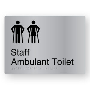 Staff Ambulant Toilet Braille Sign in Stainless Steel