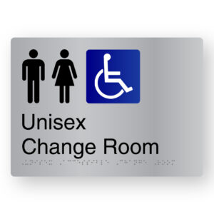 Unisex Accessible Change Room Braille Sign in Stainless Steel