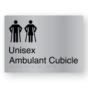 Unisex Ambulant Cubicle Braille Sign in Stainless Steel