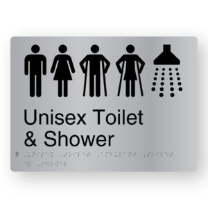 Unisex Toilet Ambulant Toilet & Shower Braille Sign in Stainless Steel