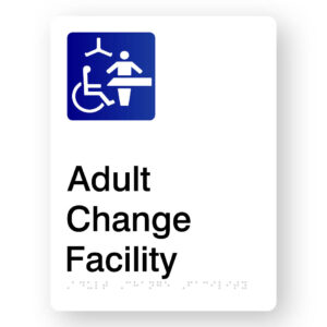 Adult Change Facility Braille Sign in White Portrait Acrylic