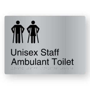 Unisex Staff Ambulant Toilet Braille Sign in Stainless Steel - Image 1