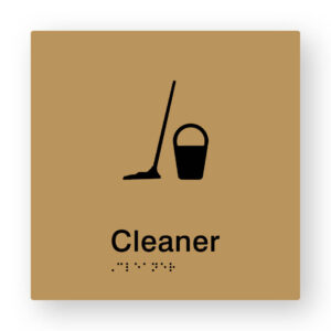 Cleaner Braille Sign in Gold Tactile Printed Acrylic