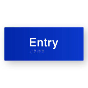 Entry Braille Sign in Blue Tactile Printed Acrylic - Image 1