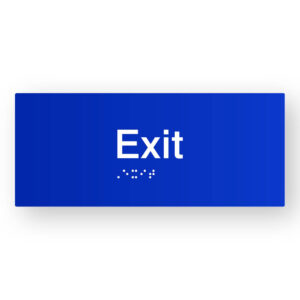 Exit Braille Sign in Blue Tactile Printed Acrylic - Image 1