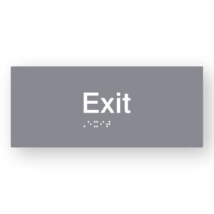 Exit Braille Sign in Grey Tactile Printed Acrylic - Image 1