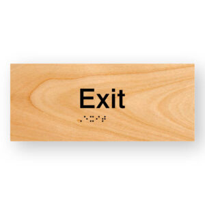 Exit Braille Sign in Woodgrain Tactile Printed Acrylic - Image 1