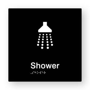 Shower Braille Sign in Black Acrylic