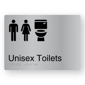 Unisex Toilets Braille Sign in Stainless Steel