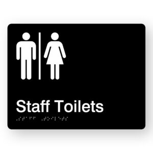 Airlock - Staff Toilets Braille Sign in Black Acrylic