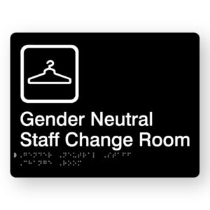 Gender Neutral Staff Change Room Braille Sign in Black Acrylic