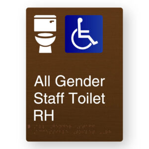 All Gender Staff Accessible Toilet RH Braille Sign in Portrait Bronze Finish