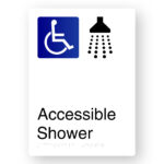 Accessible Shower White Aluminium Braille Sign