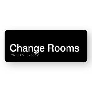 Change Rooms Braille Sign in Black Acrylic - Image 1