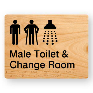 Male Toilet Ambulant Toilet Shower & Change Room Braille sign in Woodgrain Acrylic - Image 1
