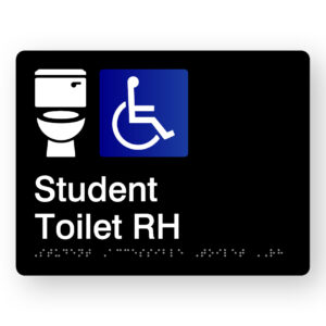 Student Accessible Toilet RH Braille Sign in Black Acrylic