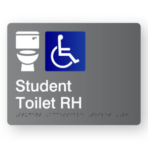 Student Accessible Toilet RH Braille Sign in Grey Acrylic
