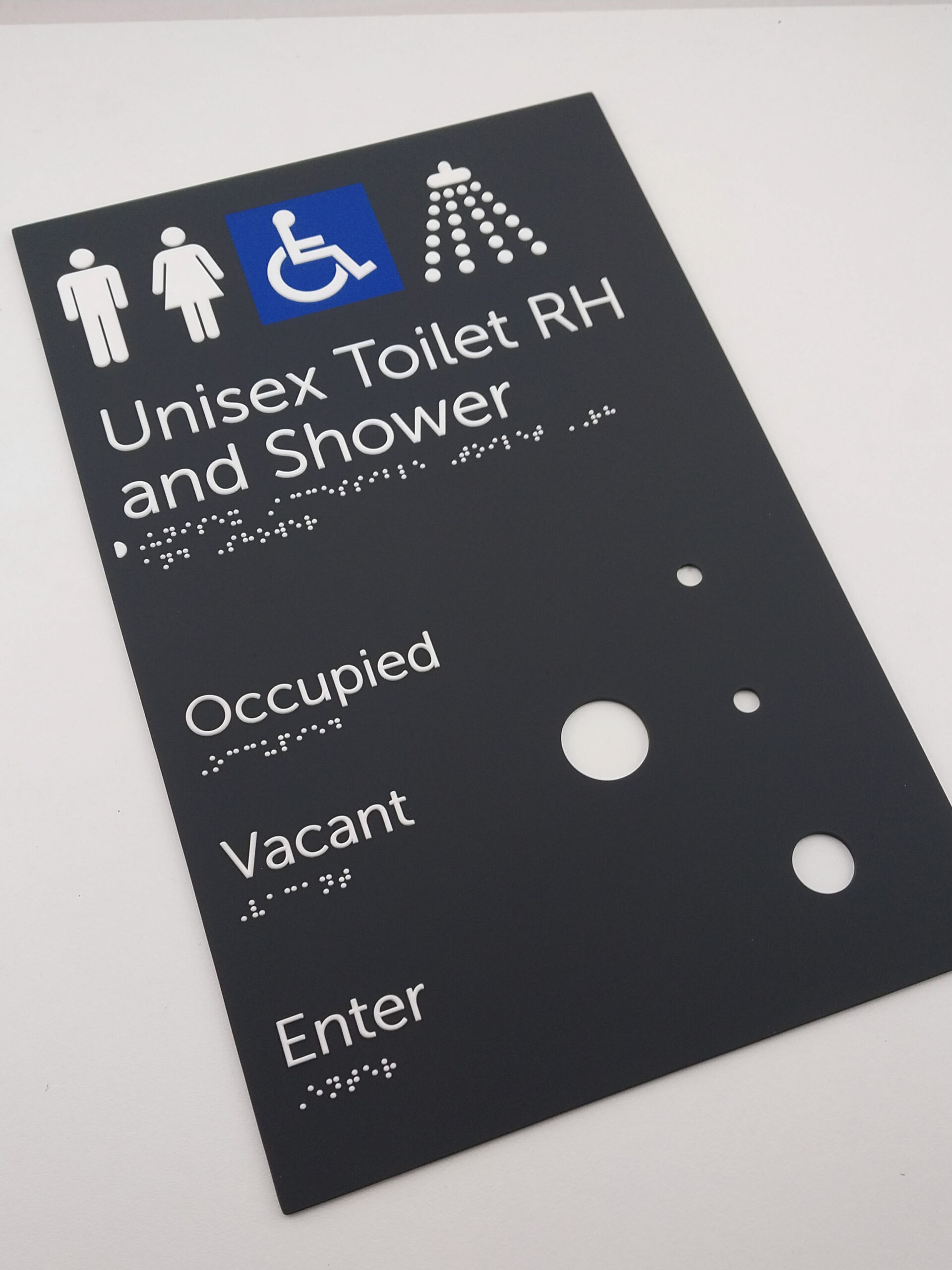 Custom Aluminium Braille Sign with Button hole cutouts