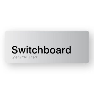 Switchboard Braille Sign in Silver Acrylic
