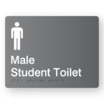Male Student Toilet Braille Sign in Grey Acrylic
