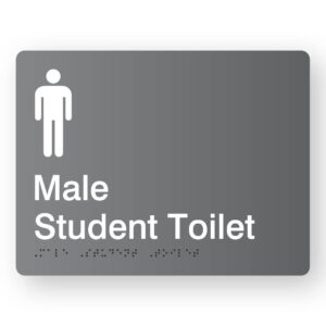 Male Student Toilet Braille Sign in Grey Acrylic