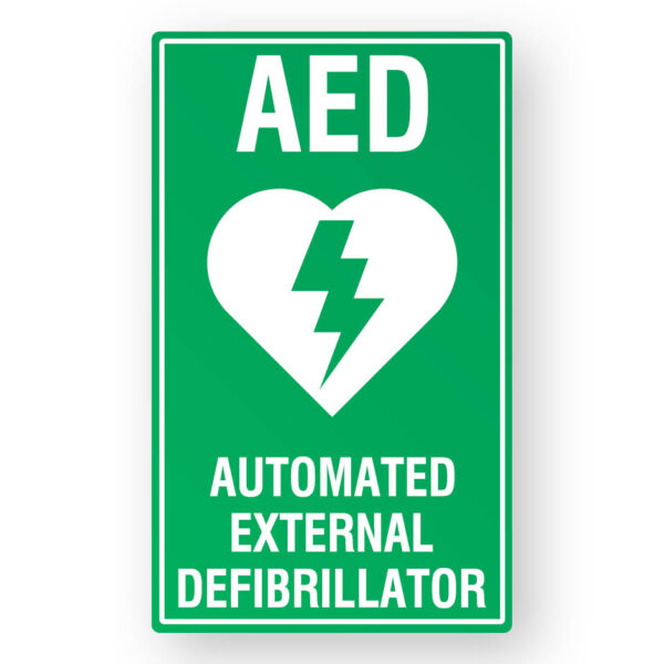 AED - 150x250 - (SKU - AED) AG AED Sign in Aluminium
