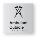 Ambulant Cubicle Braille Sign in tactile printed Silver Acrylic