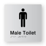 Male Toilet Braille Sign in Tactile printed Silver Acrylic