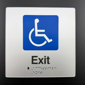 TPS-AEX-Silver - Accessible Exit Braille Sign in Silver Acrylic