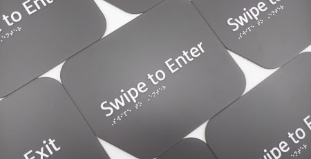 Batch of Swipe to Enter Braille Signs in Matte Black Acrylic