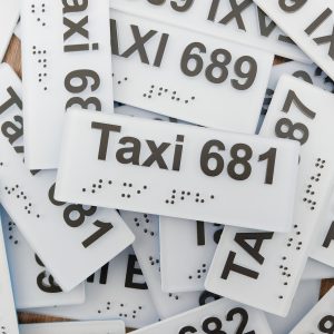 Taxi Braille Signs, designed to be place on taxi doors for identification
