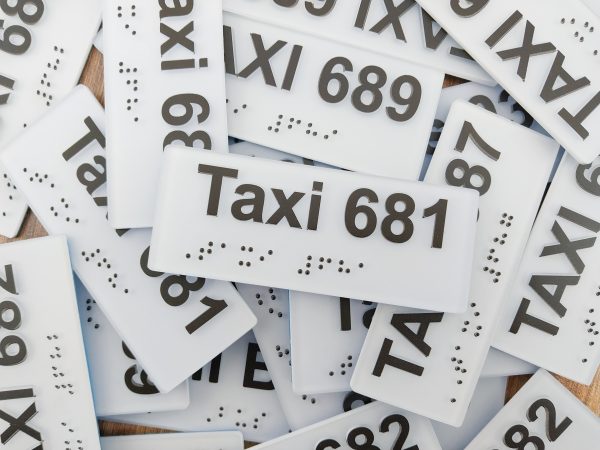 Taxi Signs - Multiple Braille Taxi ID's Taxi Braille Signs, designed to be place on taxi doors for identification