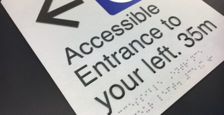 Custom BrailleFace Anodised Aluminium Braille Sign