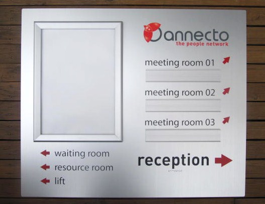 Anodised Aluminium Braille sign with Snap lock picture frame & ticket strips