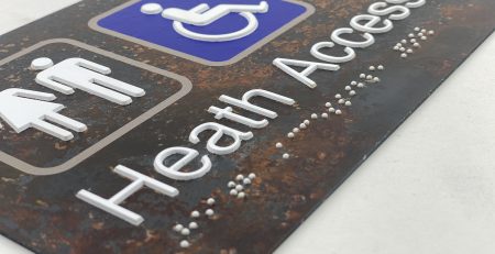 Distressed Steel Braille Sign