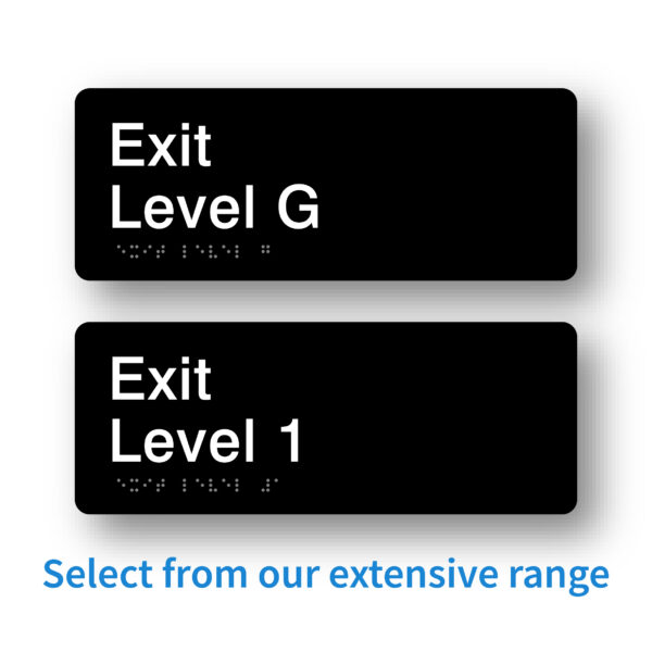 Exit Braille Signs, Black Acrylic