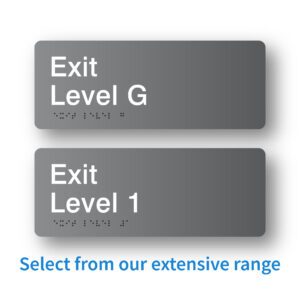 Exit Level Braille Signs Grey Acrylic