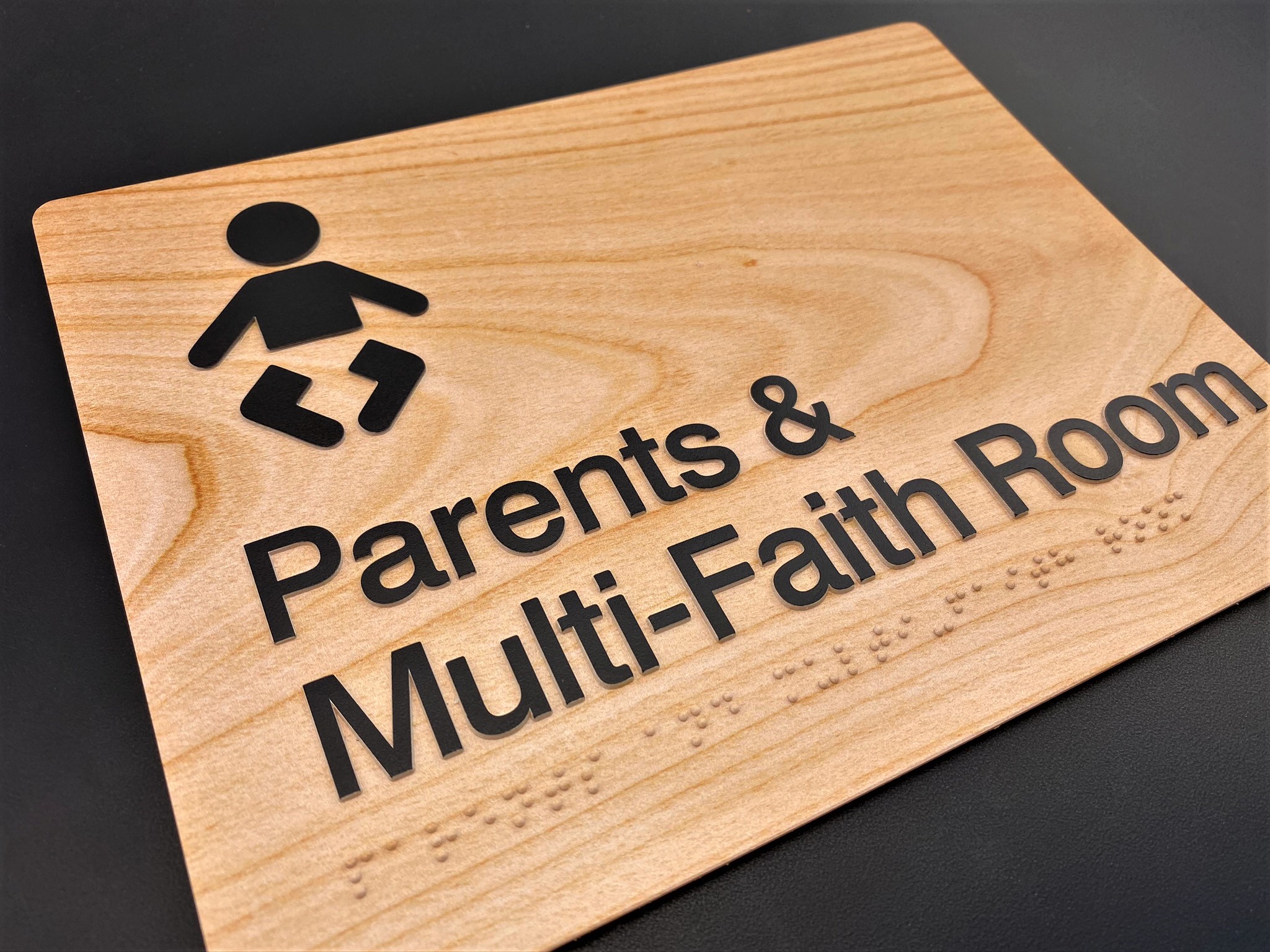 Multi Faith Wood Grain Braille Sign