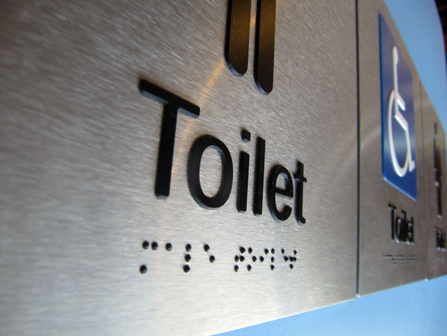 Custom Stainless Steel Braille Signs that we produced to our Clients Designs