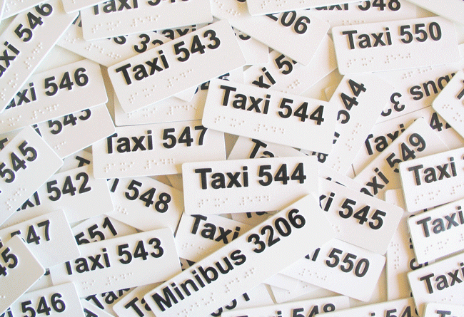 Braille Taxi Signs